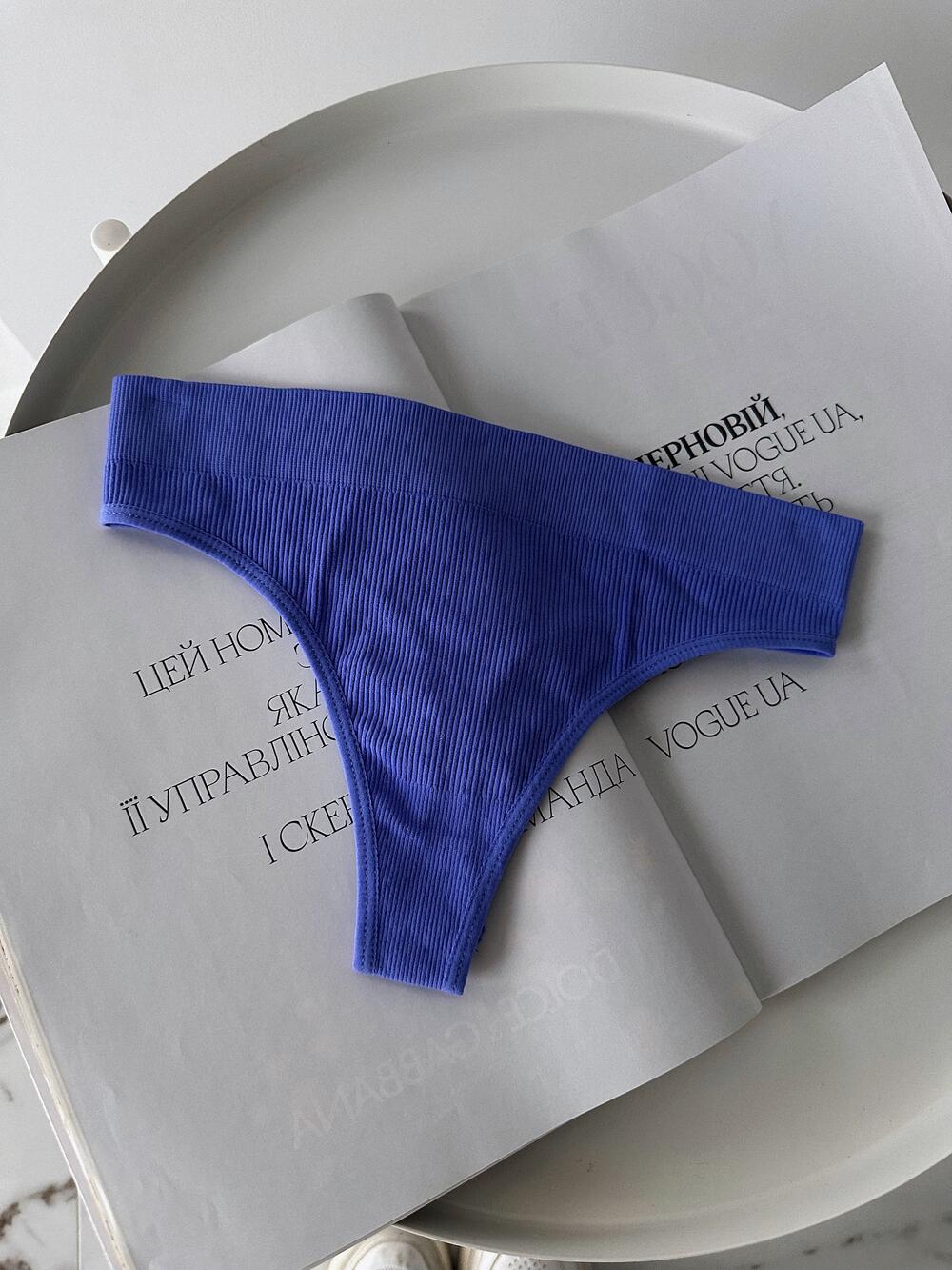 Стрінги з ефектом утяжки рубчик 3969-6 Синій, L/XL