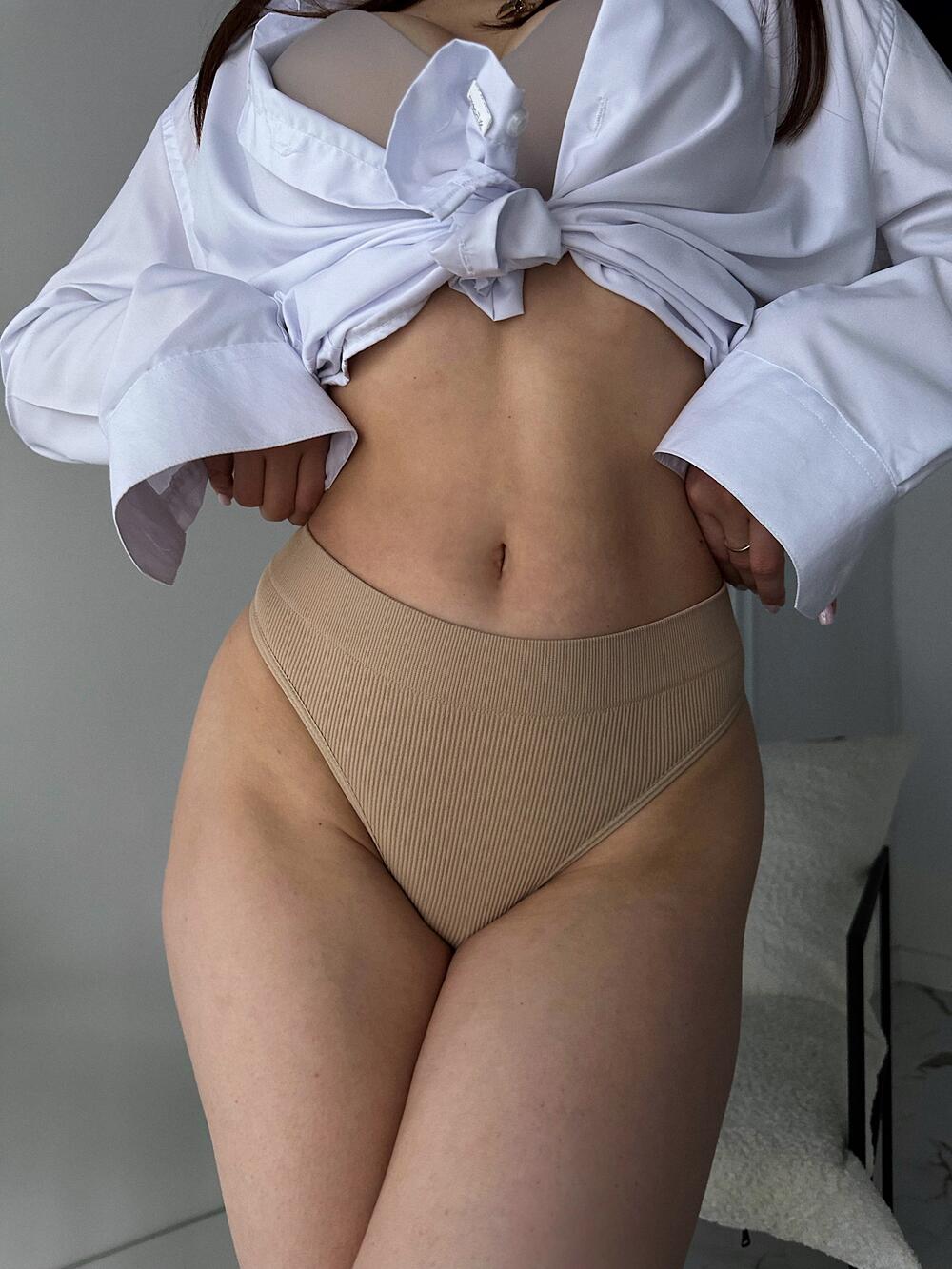 Стрінги з ефектом утяжки рубчик 3969-6 Рожевий, L/XL