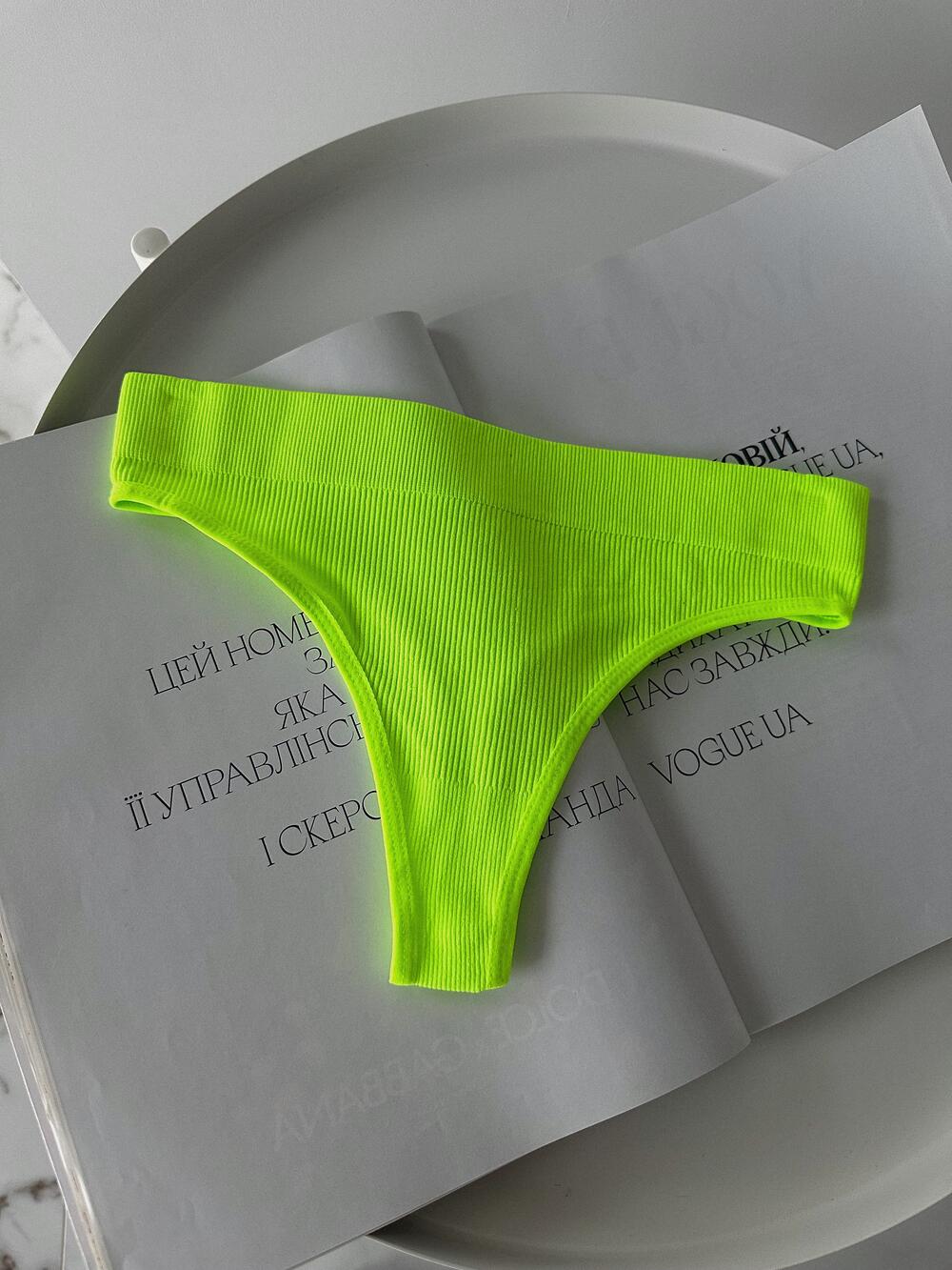 Стрінги з ефектом утяжки рубчик 3969-6 Салатовий, S/M